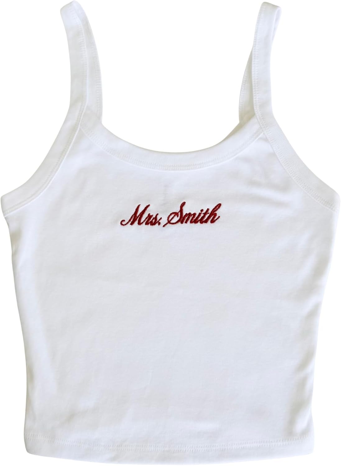 Embroidered Spaghetti Strap Tank Top, Mrs. Tank, Bride T-Shirt, Bridal Shower Gift, Engagement Gift, Bridal Tank Top White