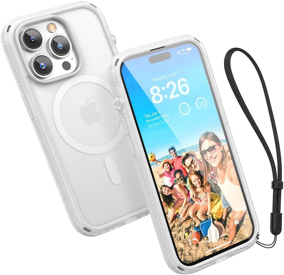 Catalyst Influence Case for iPhone 14 Pro, Compatible with MagSafe, Drop Proof, Fingerprint Resistant, Durable, Easy to Clean and Install, 30% Louder Forward Audio. Lanyard Included - Frosted