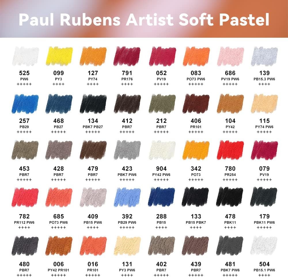 Paul Rubens Professional Soft Pastels, 40 Portrait Colors Chalk Pastels Vibrant Smooth and High Adhesion for Painting, Drawing, Blending, Crafting, Ideal Art Supplies for Artists, Beginners