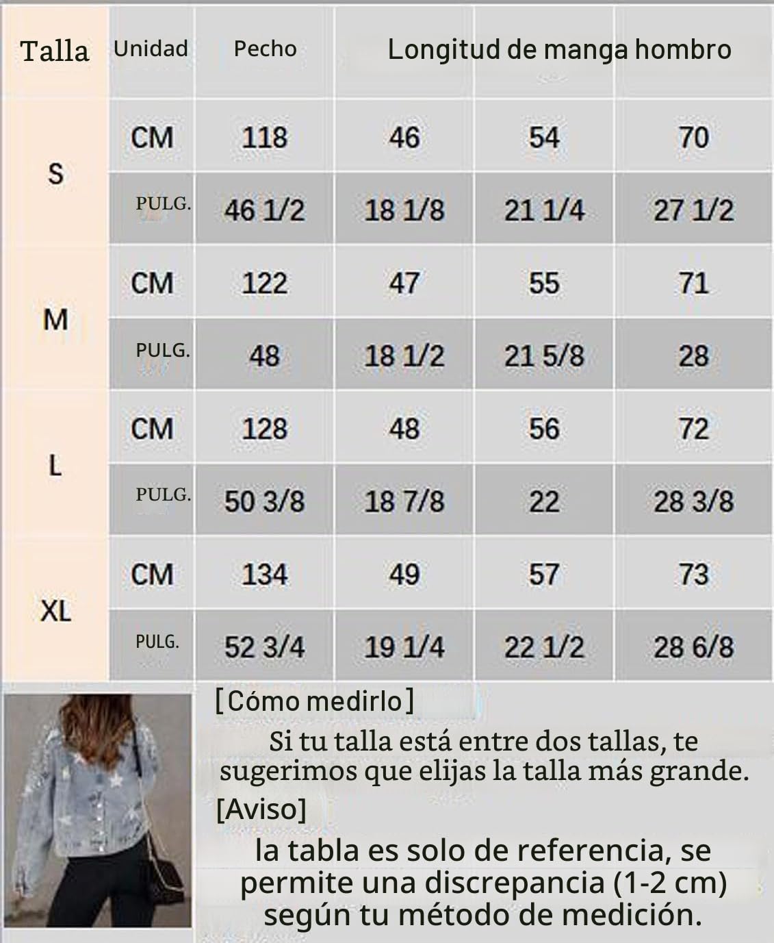 Chaqueta Vaquera Oversize con Abalorios para Mujer Chaqueta Vaquera de Manga Larga con Estrellas Bordadas Chaqueta Vaquera de Abalorios con Estrellas Bordadas