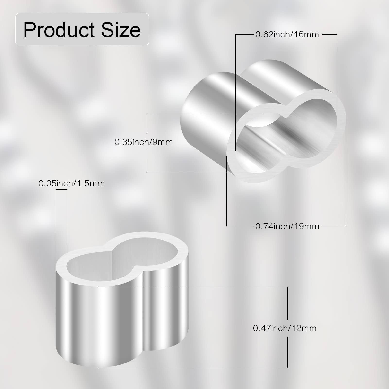 30 sztuk aluminiowych pętli zaciskowych, zaciski kostne, podwójne tuleje do zacisków linowych i tulejek zaciskowych 8,5 mm, zaciski zaciskowe do linki gumowej, linki plandekowej, nierdzewne i wytrzymałe zaciski linowe tuleje zaciskowe