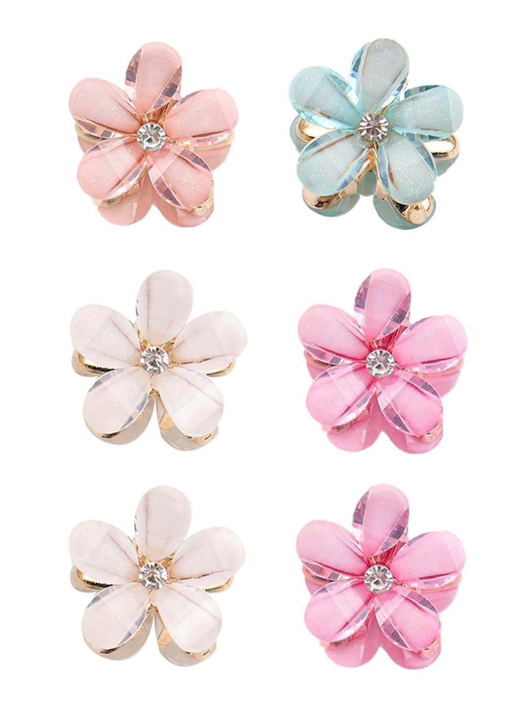 Melbees by Yellow Chimes Hair Clutchers Claws for Girls 6 Pcs Clutcher Multicolor Mini Floral Hair Claw Clips for Women Hair Accessories for Women and Kids.