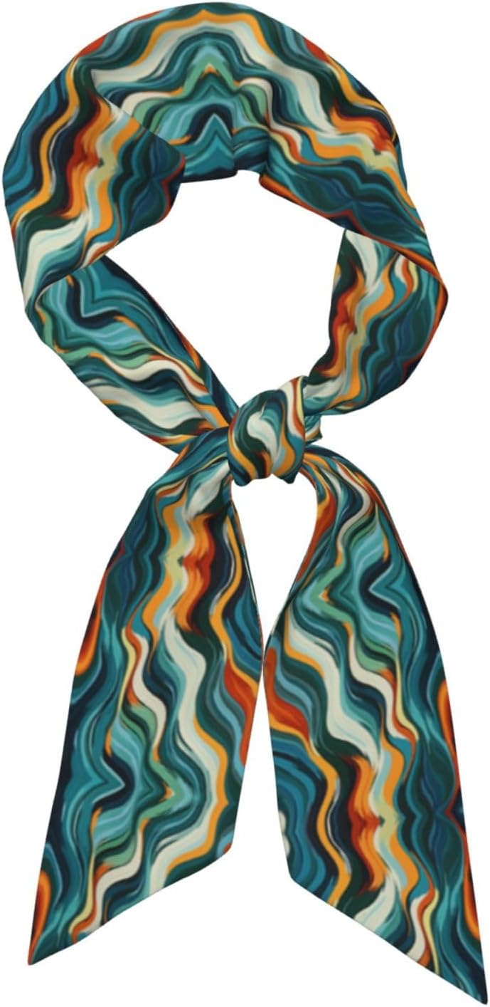Multicolor Stripes Purse Scarf For Bags Silk Like Head Scarf Satin Hair Neck Scarves Bag Scarf Fashion Accessories For Women Gift