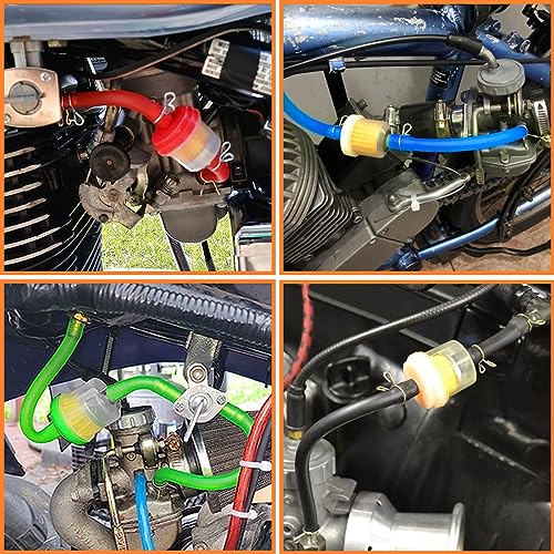 HOLATO Gas Fuel Line Hose Clamps Fuel Filters with Inline Shut Off Valve Petcock Set for 50cc 70cc 90cc 110cc 125cc 150cc Taotao Coolster Apollo Baja ATV Four Wheeler Moped Scooter Dirt Pit Bike Black