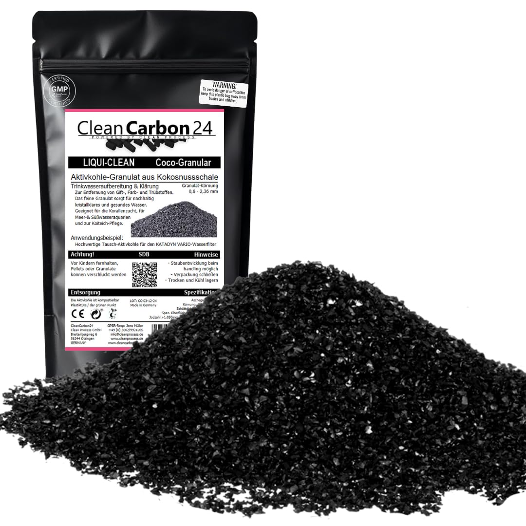 2,5 litres de Charbon Actif granulés de coquilles de Noix de Coco pour Le Traitement de l'eau (0,6-2,36 mm/8 x 30 Mesh) [Classe énergétique A]