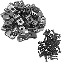 Vista 10 de Abrazadera de cable tipo R abrazadera de cable de 1/4 pulgadas de nailon de 1/4 pulgadas con tornillos para gestión de cables, 50 abrazaderas