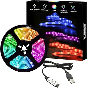 RGB USB TV Back Lights, 1.5M 45LEDs RGB LED Strip Light 5050 TV Backlight Multi Color Changing Kitchen Cipboard Mood Lighting DC 5V