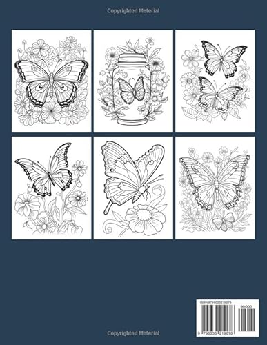 Butterfly & flowers coloring book for adults 100 Page designs: Butterfly Coloring Book For Adult Lar