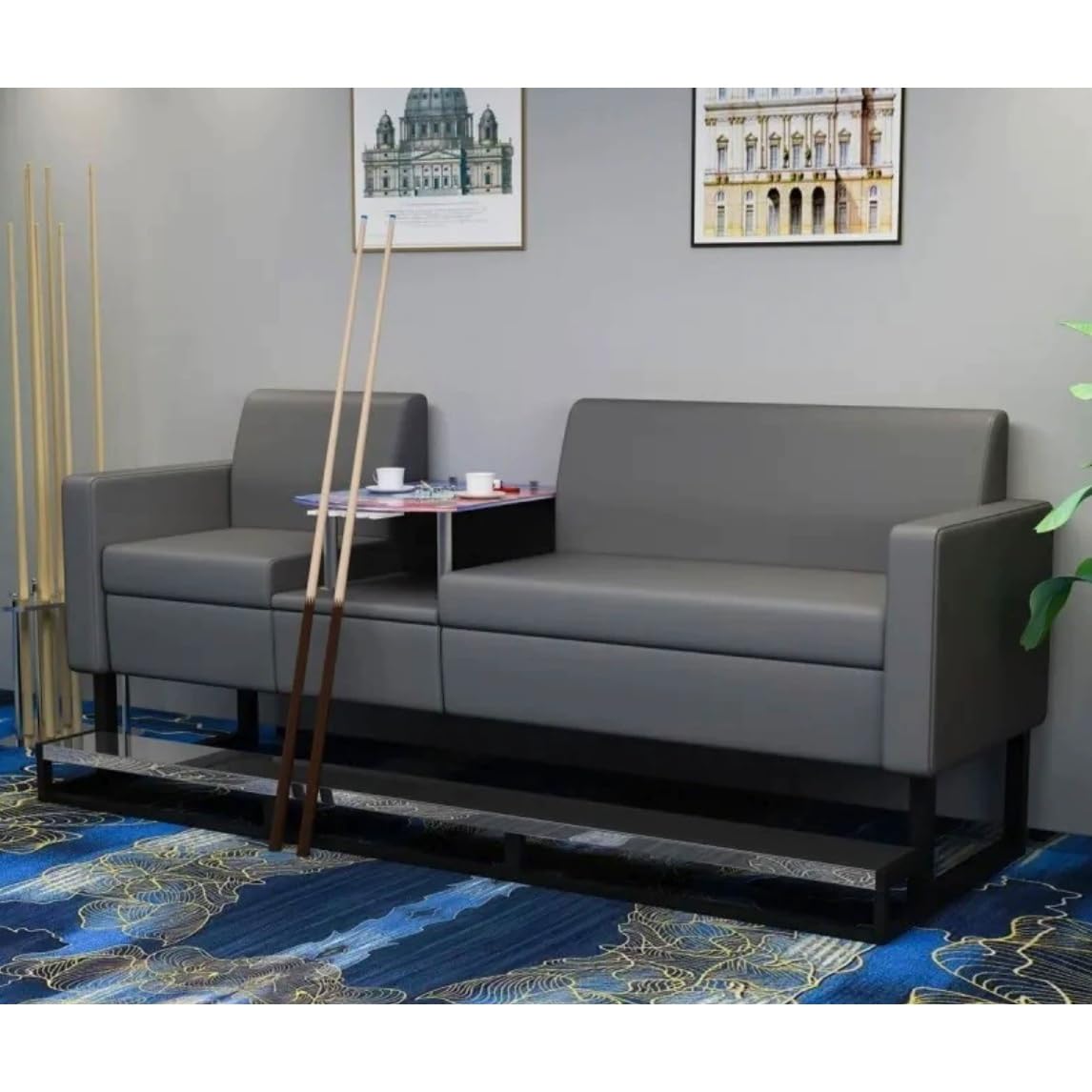 KIBONCY Modular Restaurant Booth Seating Set, Multi-Size & Color, with Coffee Table & Divider, for Cafe, Bar, Gaming Room(G)