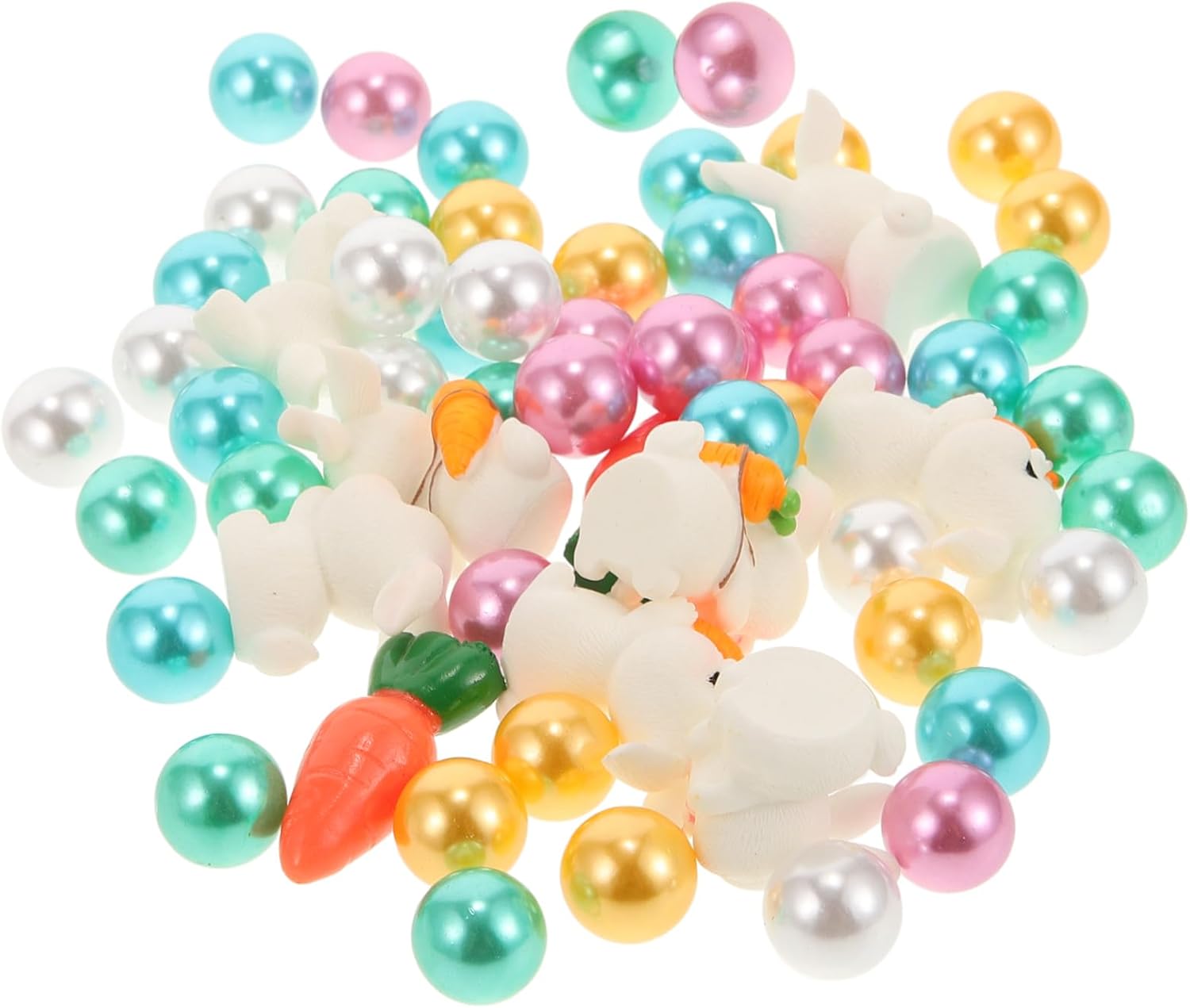 Colorful Pearl Vase Filler Bunny and Carrot 1 Pack Decorative Beads for Easter Centerpieces Floating Faux Pearls for Vases and Home Decor