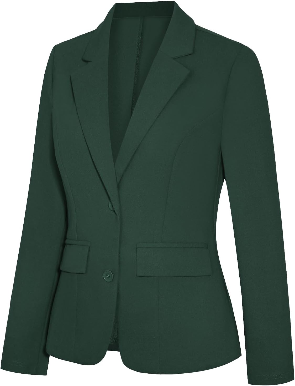 Womens Blazers Notched Lapel Button Front Blazer Jackets Long Sleeve Suit Jacket Blazers Elegant Business Formal(Dark Green XL)