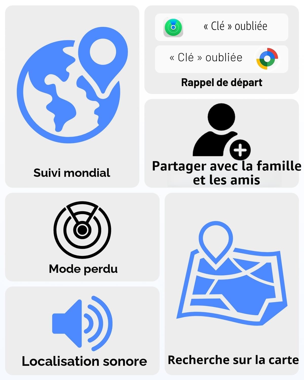 Lot de 4 Traceur Tag Android & iOS, Compatible avec Apple Find My et Google Find Hub, Tracker GPS Android & iOS avec Batterie remplaçable, pour Portefeuilles/Valises/Clés/Bagages (4 Noir)