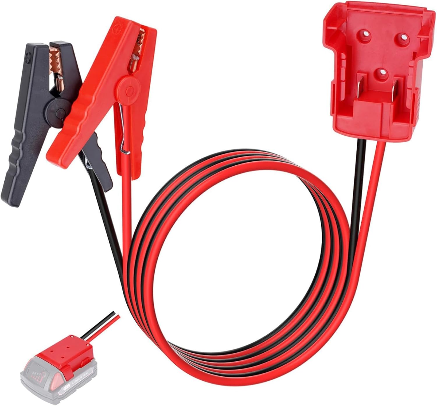 Portable Car Jump Starter for 18V Battery, 8AWG Heavy Duty Booster Cables with Copper Clamps, Emergency Battery Jumper P