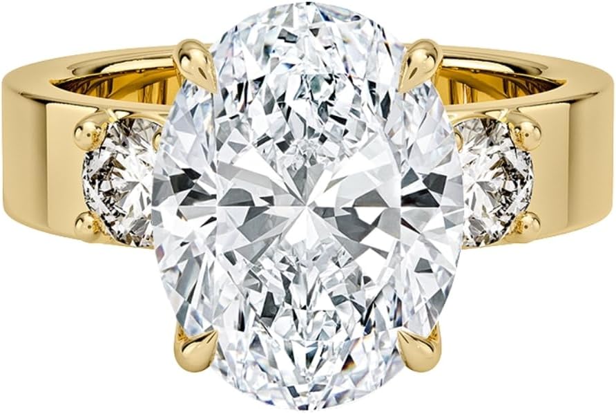 4 CT Moissanite Ring 10K 14K 18K Solid Gold & 925 Sterling Peyton Three Stone Diamond Moissanite Engagement Ring Christmas Gift For Women