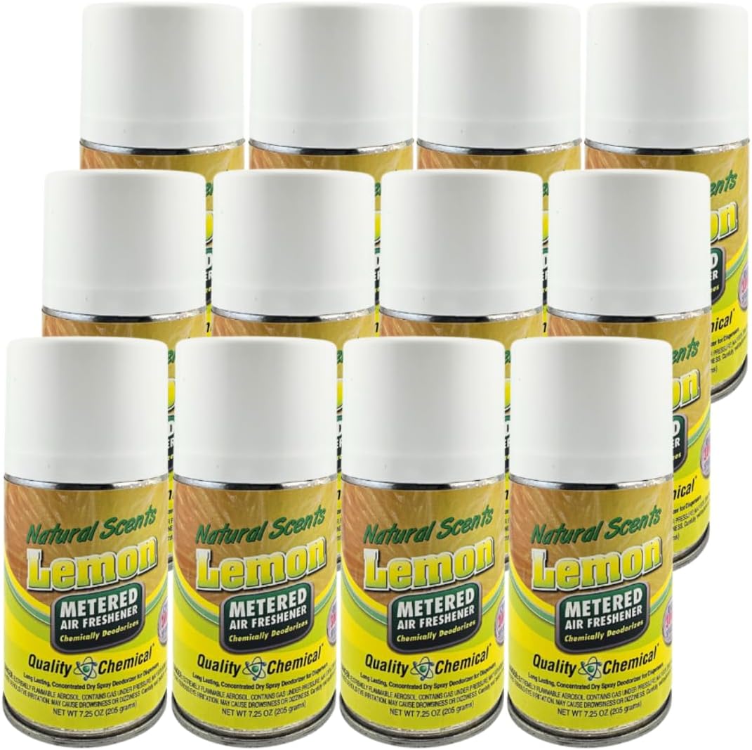 Quality Chemical Metered Aerosol Fragrance Refill Can - For Automatic Air Freshener Spray Automatic Refill - Lemon 7.25 oz (Pack of 12)