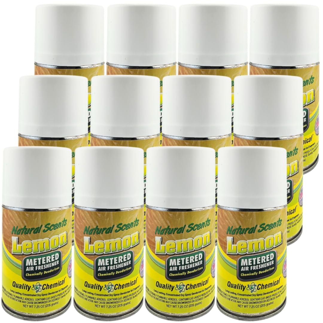 Quality Chemical Metered Aerosol Fragrance Refill Can - For Automatic Air Freshener Spray Automatic Refill - Lemon 7.25 oz (Pack of 12)