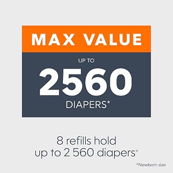 Diaper Genie Essentials Round Refill 8-Pack | Holds Up to 2560 Newborn Diapers | Features Unscented Continuous Film | Compatible with Diaper Genie Complete and Expressions Pails,8 Count (Pack of 1)