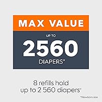 Vista 6 de Diaper Genie Essentials - Paquete de 8 repuestos redondos Capacidad para hasta 2560 pañales para recién nacidos Cuenta con película continua sin