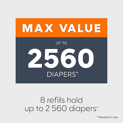 Vista 6 de Diaper Genie Essentials - Paquete de 8 repuestos redondos Capacidad para hasta 2560 pañales para recién nacidos Cuenta con película continua sin