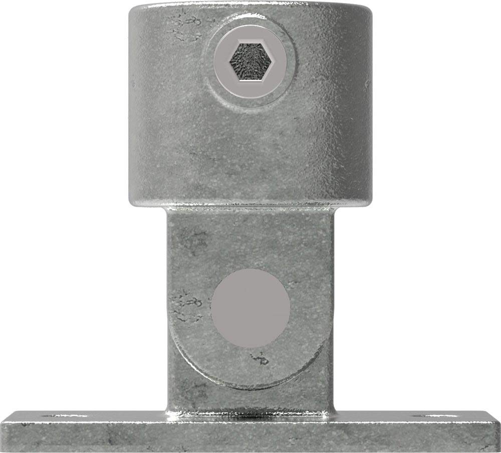 Fenau | Puntal/base con bisagra variable, Ø 48,3 mm, empalme de tubo, brida inferior, fundición maleable, galvanizado en caliente, incl. tornillos