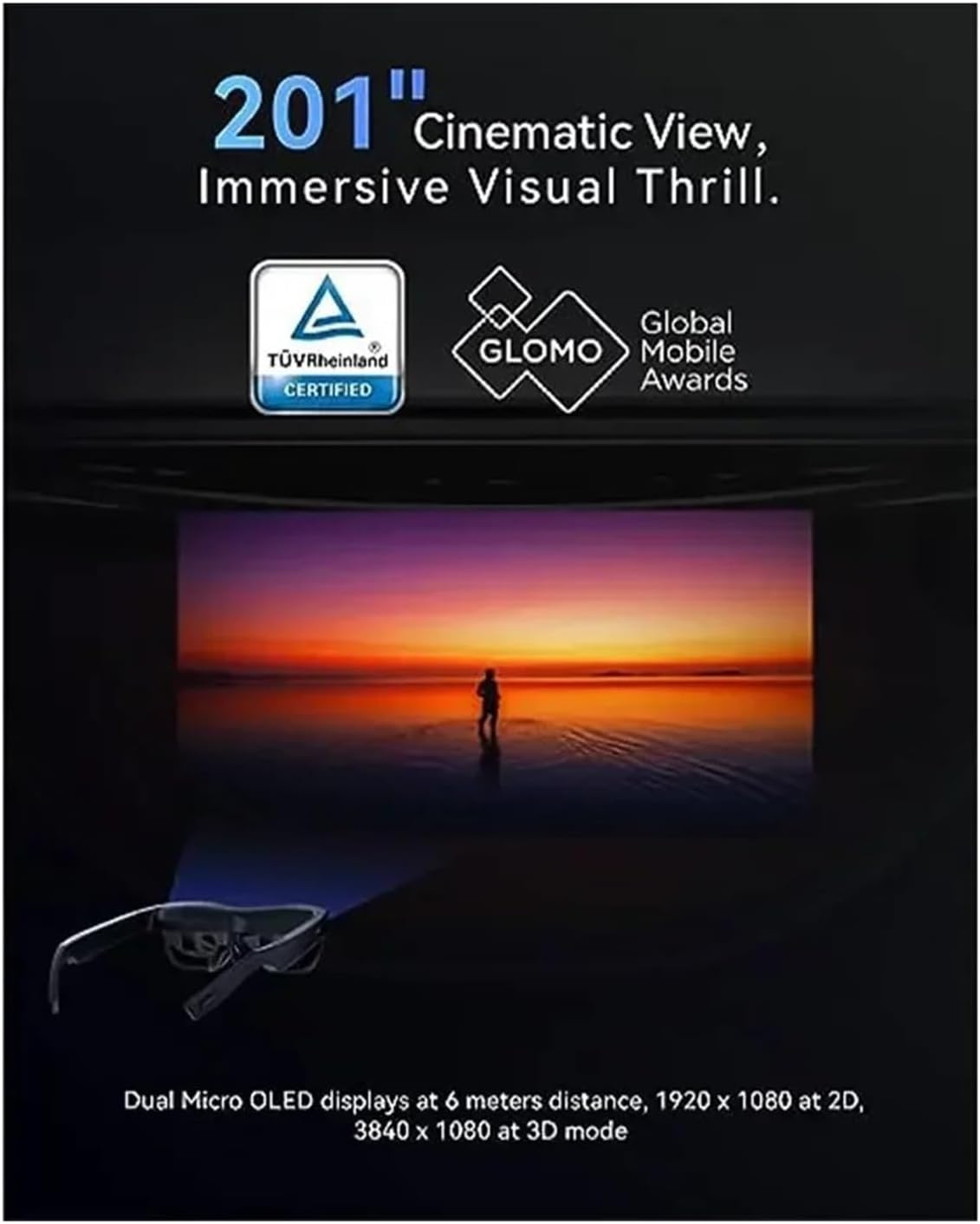 XR Glasses 1S with Micro OLED 1080P Video Display Glasses Dynamic Stereo Sound 3D Movie Watch Game On PC/iOS(Style 1)