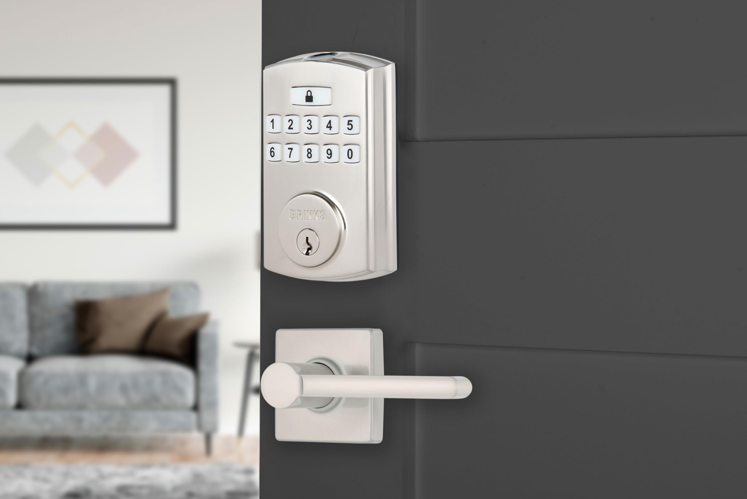 Serrure de porte à empreinte digitale Brinks avec levier électronique