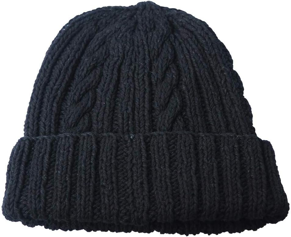インバーアラン] Denim Yarn Cotton Knit Cap アラン 模様 帽子