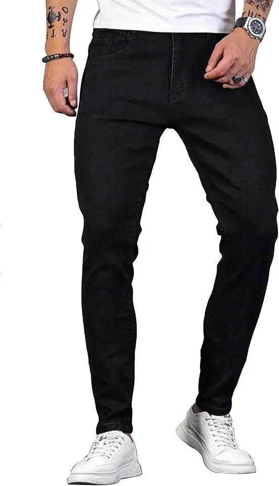 HUNGSON Skinny Jeans for Men Stretch Slim Fit Ripped Distressed