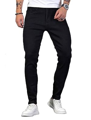 HUNGSON Skinny Jeans for Men Stretch Slim Fit Ripped Distressed