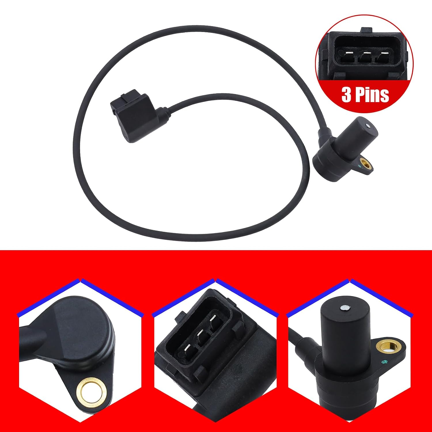 SMMS Automobile Crankshaft Sensor, Engine Crankshaft Position Sensor Compatible with BMW E30 325i 325is 1987-1991 325iX E34 525i L6 2.5L, Replace# 12141720852