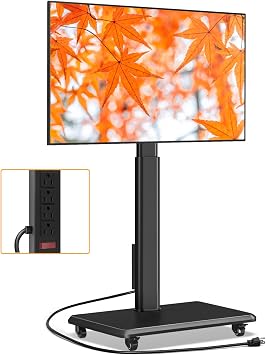 TVON Rolling TV Stand for 32-70Inch TVs, Elegant Floor TV Stand with Wheels