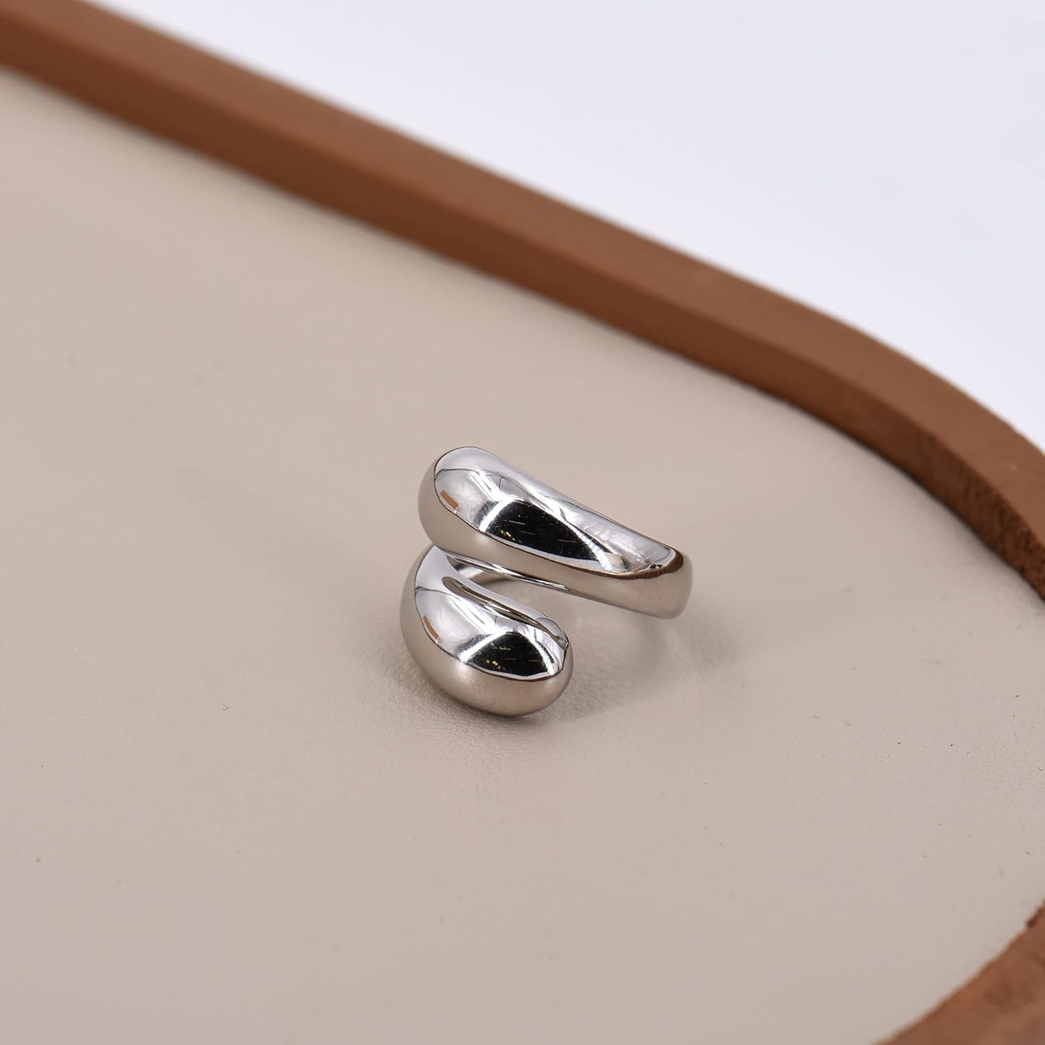 LEMON GRASS Chunky Gold Wrap Ring | Pl Wrap Around Ring Bypass Dome | Thick Statement Bold Dome Simple Bypass Ajustable Open Ring in 18K Gold Plated Sterling Silver