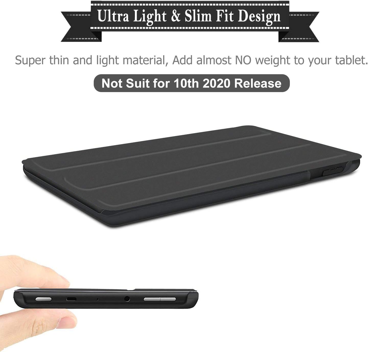 Previous Generation Fire HD 8 Tablet Case -Protective Cover with Auto Wake/Sleep for Fire HD 8 Tablet (7th and 8th Generation, 2017 and 2018 Release) Black, Not Suit for 10th 2020 Release