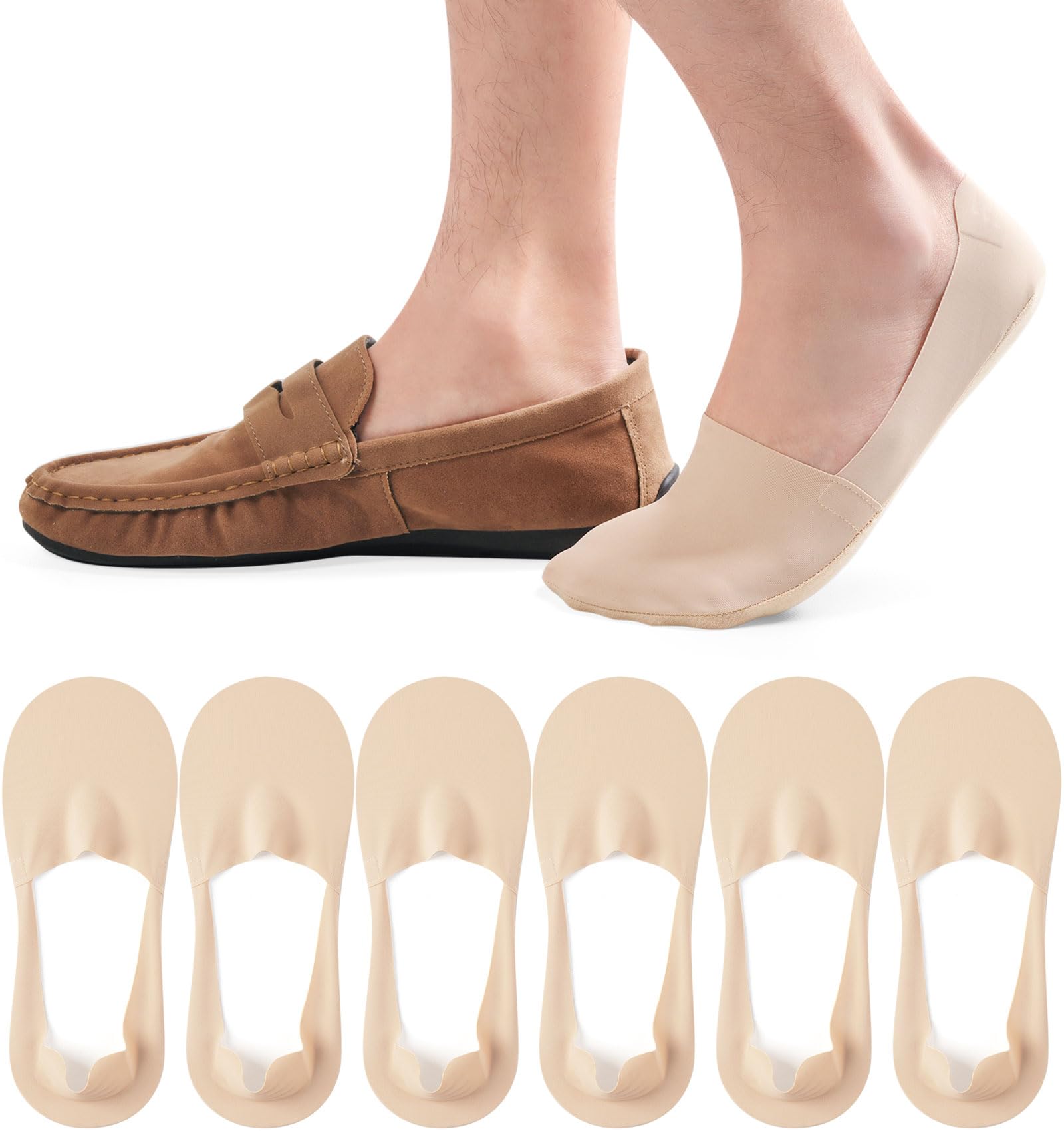 Caldodo Füßlinge Herren Füsslinge Damen 43-46 39-42 47-49, Unsichtbare sneaker socken herren Nylon Dünn Rutschfest Footies mit Silikonpad für Loafer Mokassins, 6 Paar