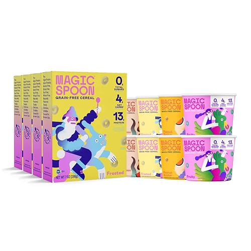 Magic Spoon Cereales paquete variado de 8 tazas y paquete de 4 unidades helado I Keto sin gluten sin azúcar y sin granos bajo en carbohidratos alto