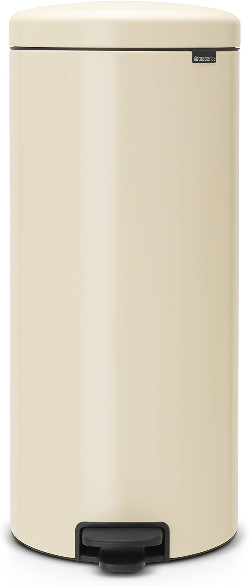 Brabantia NewIcon Pedal Bin 30 L (Almond) Soft-Closure Kitchen Rubbish Bin with Removable Inner Bucket + Free Bin Bags