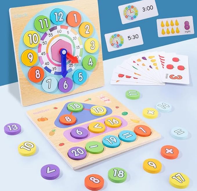 Buy TOYARTSY Wooden Digital Clock Toy - Educational Learning Clock for ...