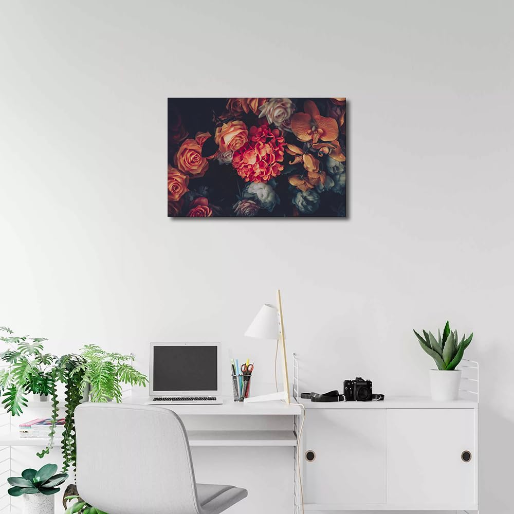 TISHIRON Bathroom Wall Art Decor,Luxury Bouquet Wall art,Canvas Wall Art Flowers Floral Painting Prints for Bedroom Living Room Waterproof Wood Framed Ready to Hang 12x18in - Image 4