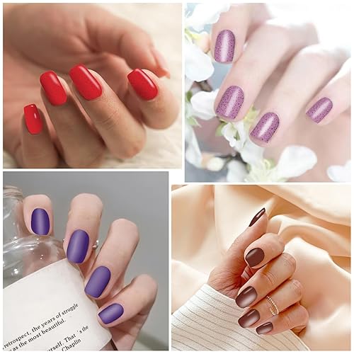 Vista 20 de 20 hojas de 440 calcomanías autoadhesivas de esmalte de uñas para mujeres y niñas, calcomanías de uñas degradadas con purpurina para uñas de gel