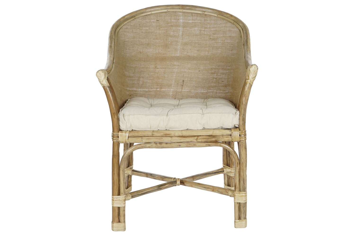 Sillón Algodón con Marrón Blanco Ratan Algodón 63x66x88 cm