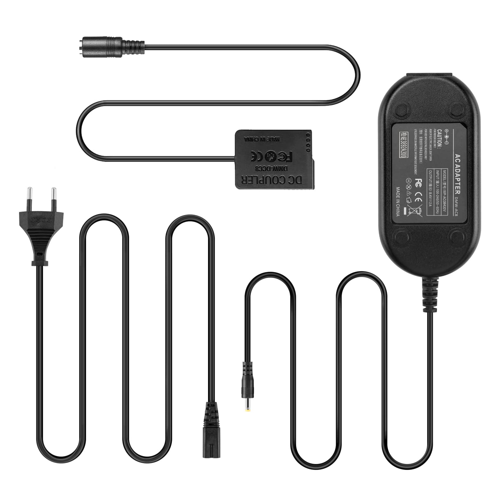 DMW-AC8 Adattatore di alimentazione CA DMW-DCC8 Accoppiatore CC DMW-BLC12 Batteria fittizia per Panasonic Lumix DMC-FZ2500 FZ1000 FZ300 FZ200 G85 GX8 G7 G6 G5 DC-G90 G95 Telecamere