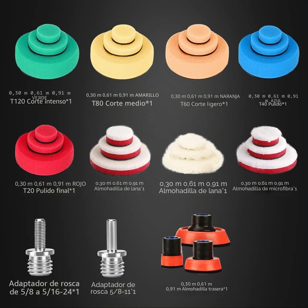 SPTA 29 pieza 25mm/50m/80mm Esponja Pulir para, Adaptador Accesorio Taladro Pulidora Pulido Lana Kit con M14 Taladro Adaptador para Encerado para el Encerado Lijado