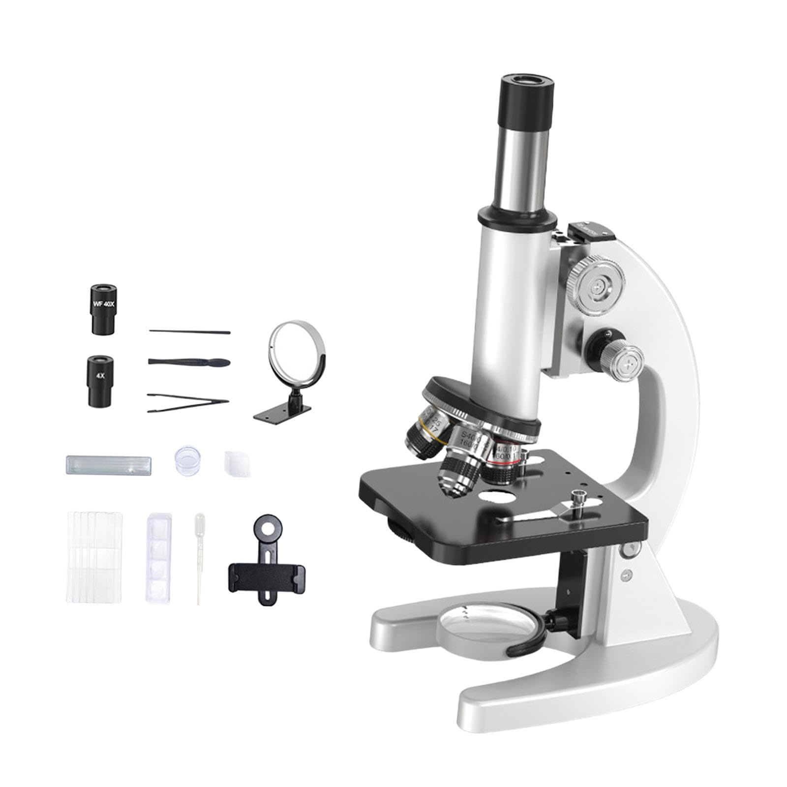 Milageto Mikroskop für, biologisch, 640x, 1000x, 1600x Vergrößerung, Lern- und Geschenkidee mit Zubehör, Wissenschafts-Set, pädagogisches Lernspielzeug