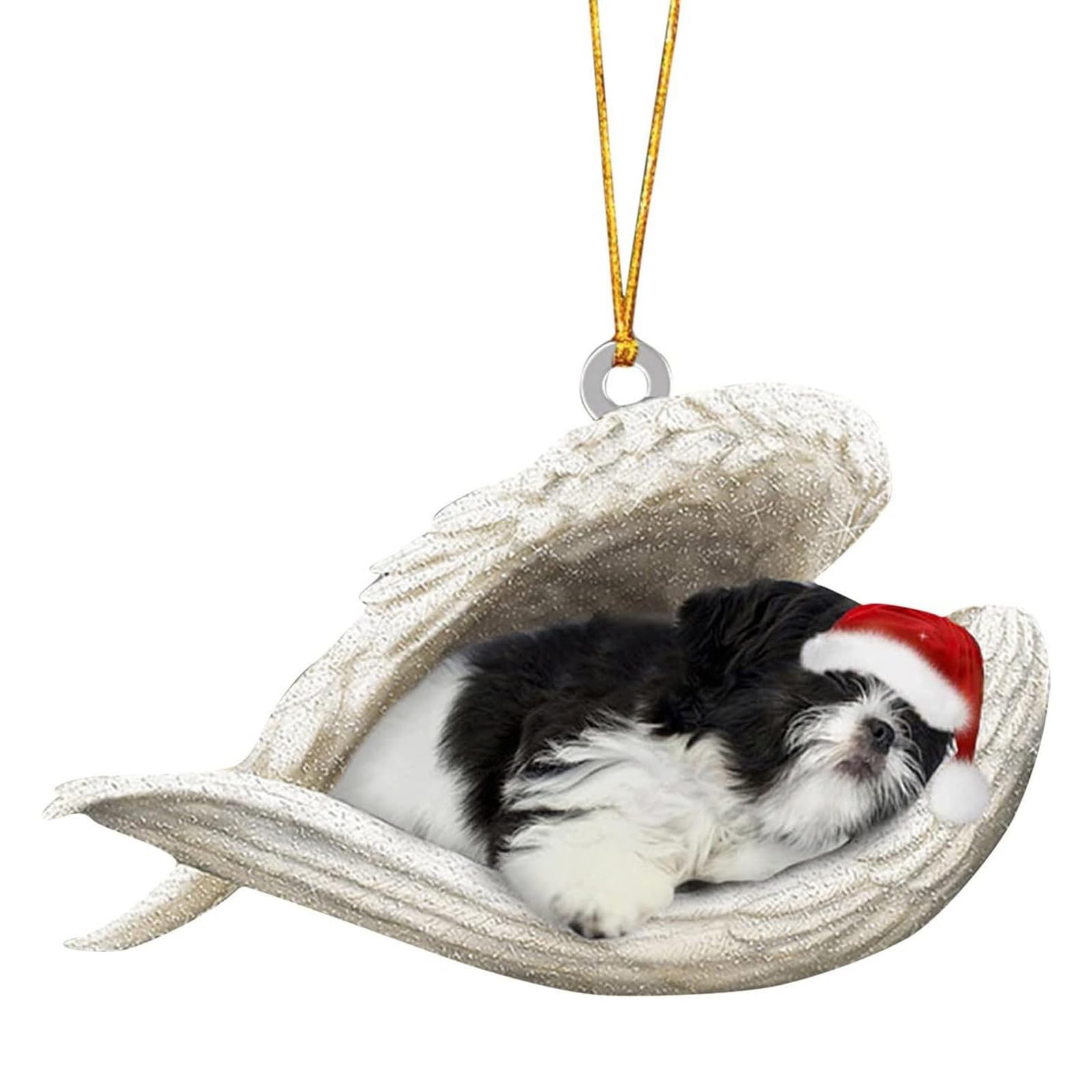 KAQNTUD Car Interior Decoration Shatterproof Acrylic Angel Dog Hanging Ornament for Christmas Tree Wreath Vehicle Interior Shatterproof Christmas Hanging Ornament
