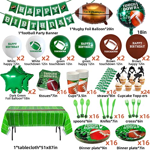 Golray Football Birthday Party Supplies Decorations For Men Boy Football Plate Cups Napkins Straw Knife Fork, Tablecloth, Cupcake Toppers, Birthday Banner, Touchdown Super Bowl Football Party Decor #TOP1
