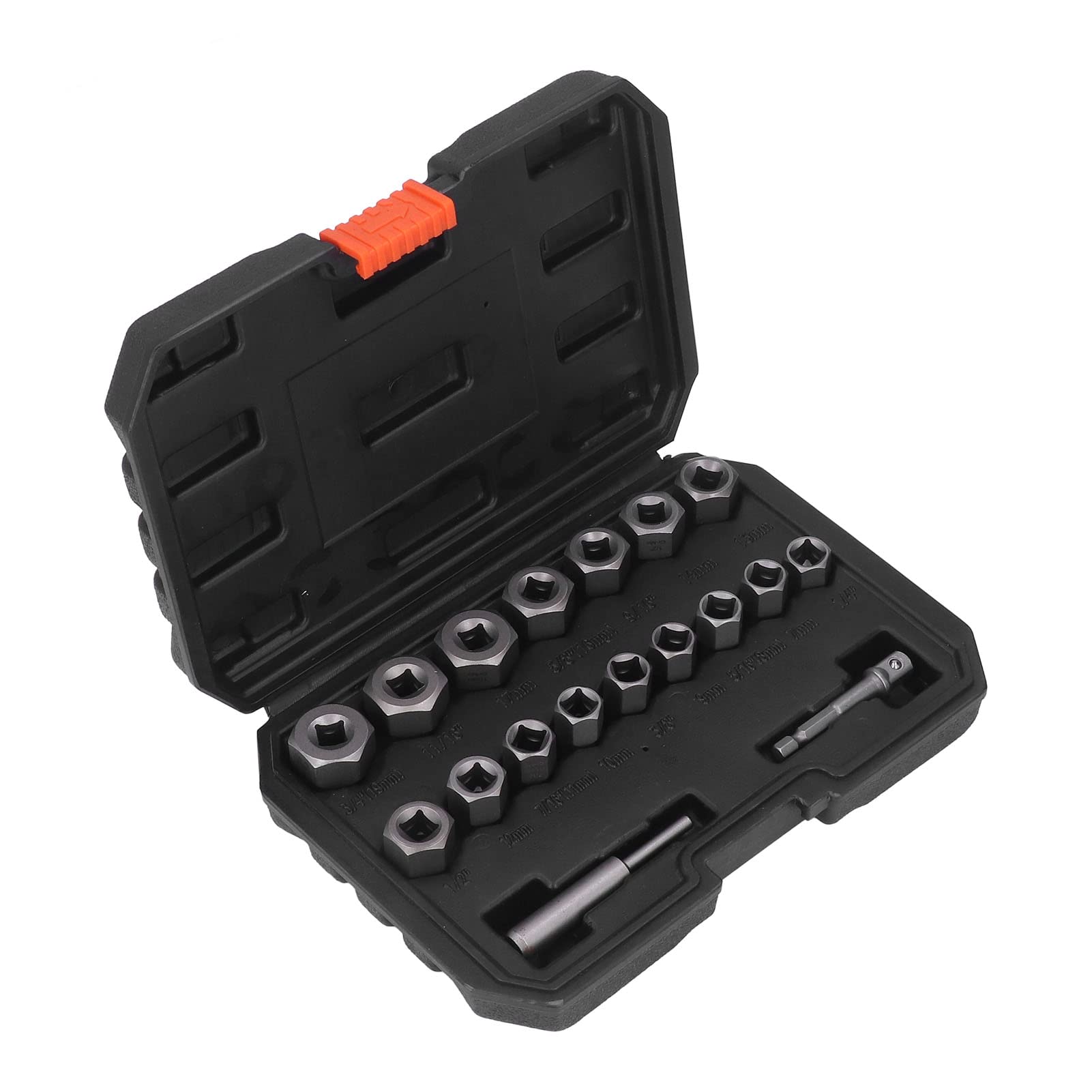 Juego de 18 piezas de extractores de tornillos, herramienta para retirar pernos rotos, kit de extracción de tuercas y tornillos dañados con caja de almacenamiento, extractores de