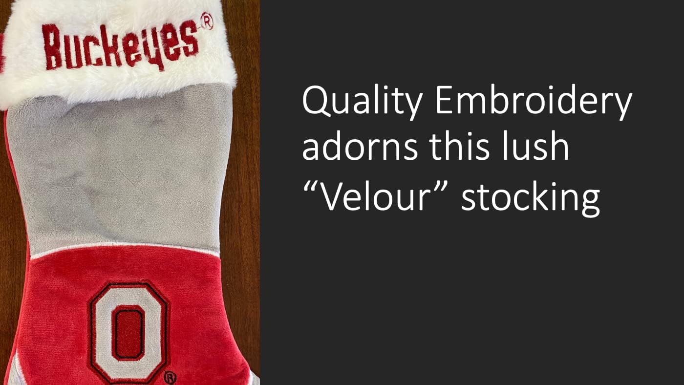 FOCO Ohio State Buckeyes Christmas Stocking – Plush Limited Edition Holiday Stocking – Show Your Team Spirit to Santa This Holiday Season with Officially Licensed NCAA Fan Decorations - Image 4