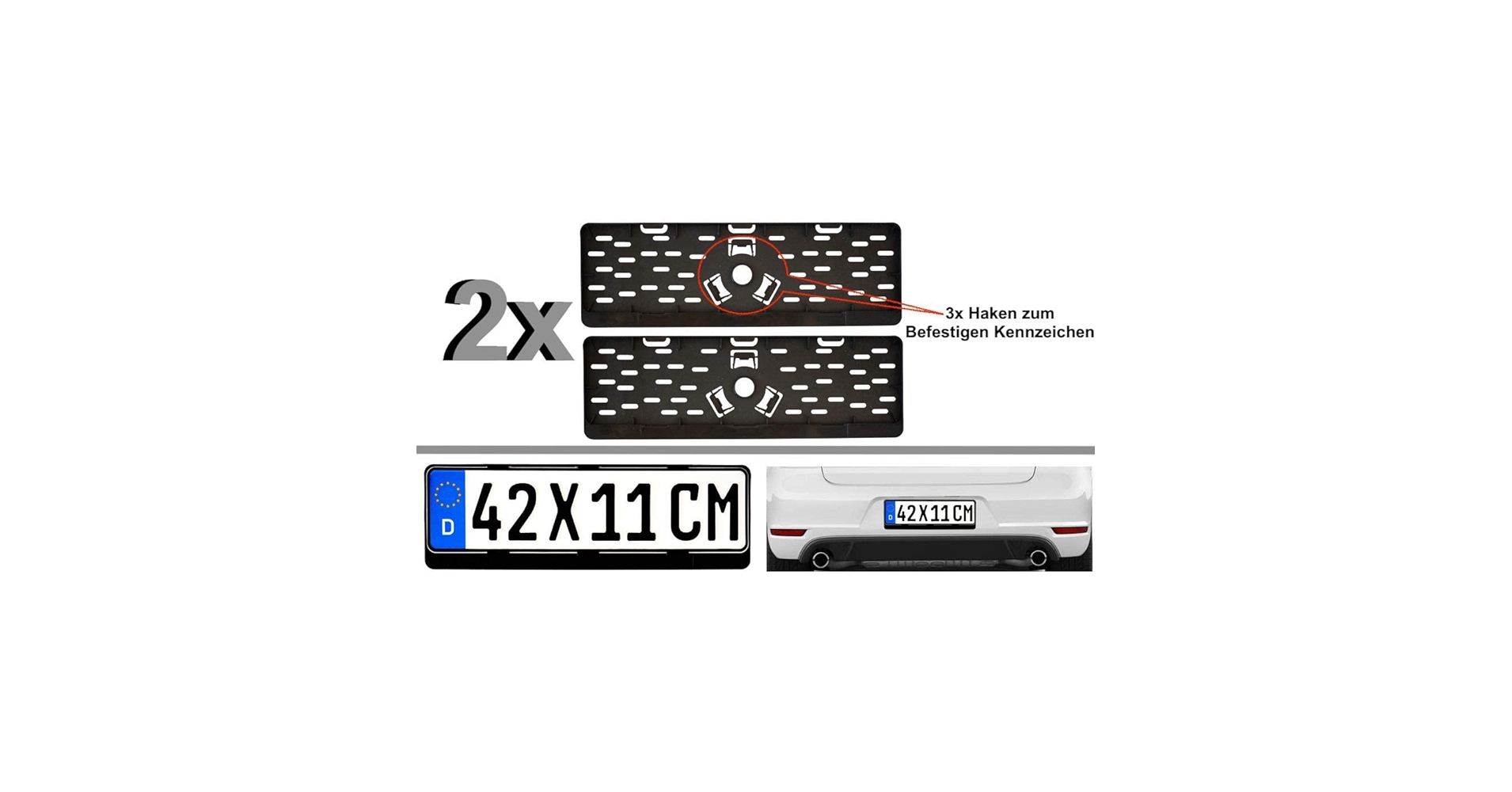 2 X Black Effect License Number Plate Holder Surround Frame For Caravan | UK