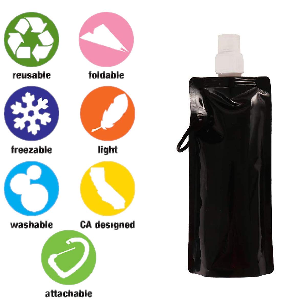 4 Pcs Bottiglie di Acqua Pieghevole Portatile, 500ML