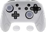 PlayVital Samurai Edition Ergonomic Silicone Skin Protective Case for Nintendo Switch Pro Controller, Soft Anti-Slip Controller Grip Protector for Nintendo Switch Pro with Thumb Grip Caps - Blue